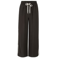 MOKE - Indianna Wide Leg Pants - Dark Chocolate w Cream Stripe Pant NZ LUMA