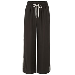 MOKE - Indianna Wide Leg Pants - Dark Chocolate w Cream Stripe Pant NZ LUMA