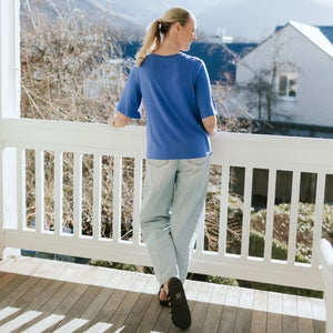MOKE -Zoe V Neck Tee- Dazzling Blue NZ LUMA