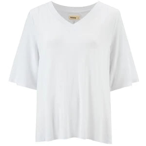 MOKE -Zoe V Neck Tee- White NZ LUMA