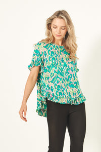 Madelaine Top - Teal & Berry Print - LEMON TREE Top NZ LUMA