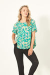 Madelaine Top - Teal & Berry Print - LEMON TREE Top NZ LUMA