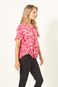 Madelaine Top - Teal & Berry Print - LEMON TREE Top NZ LUMA