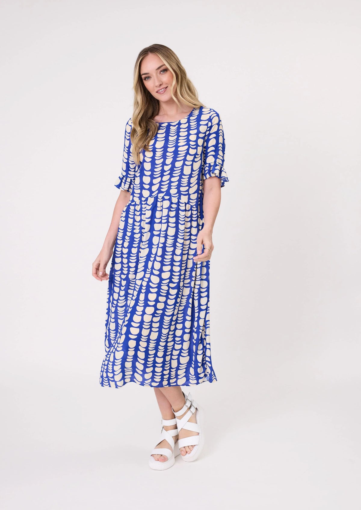 Madonna Dress - Cobalt Print - LEMON TREE Dress NZ LUMA