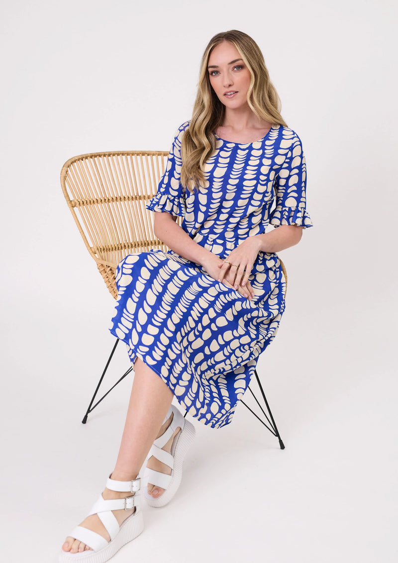 Madonna Dress - Cobalt Print - LEMON TREE Dress NZ LUMA