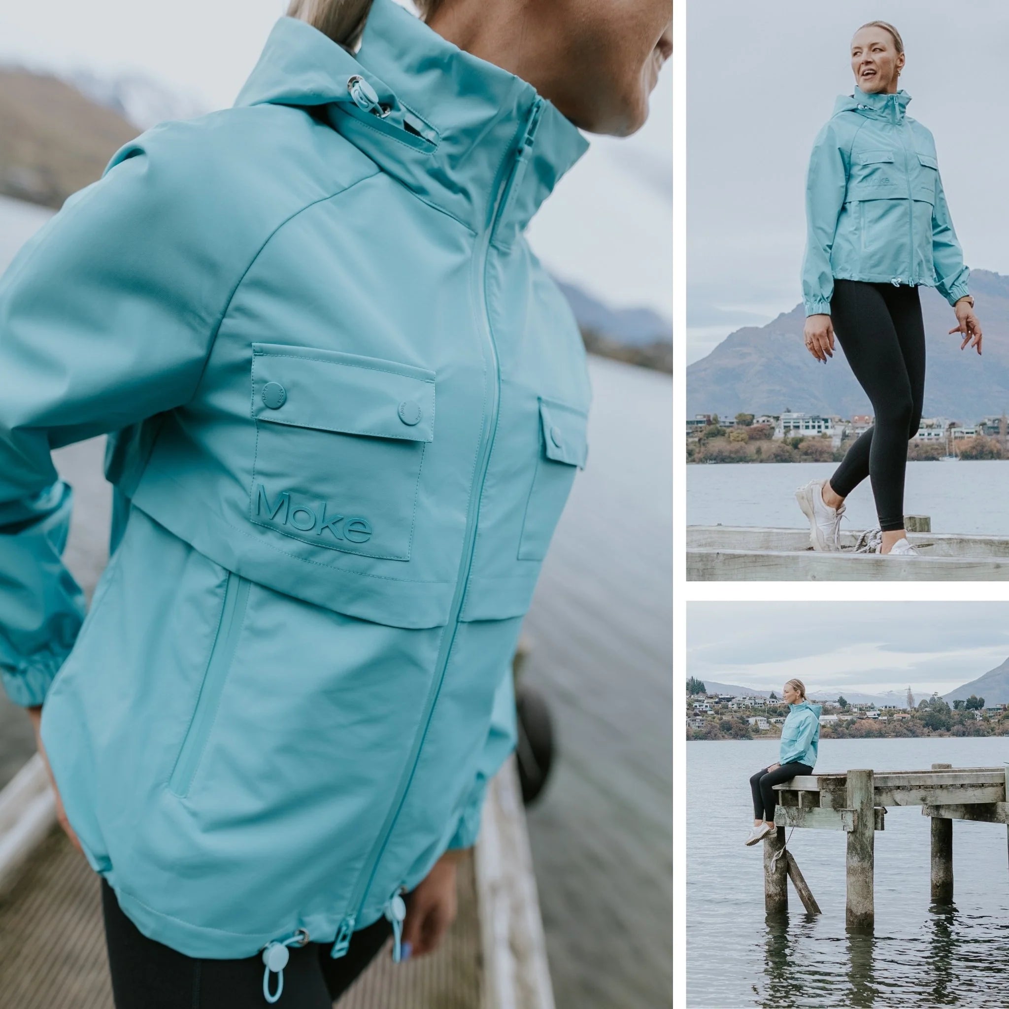 Maggie Women's Rain Coat - Aqua - MOKE Jacket NZ LUMA