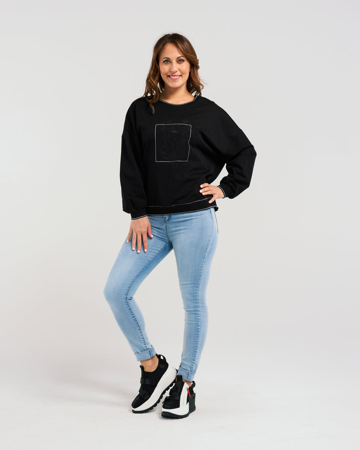 Maisie Sweat - Black - ZAFINA Top NZ LUMA