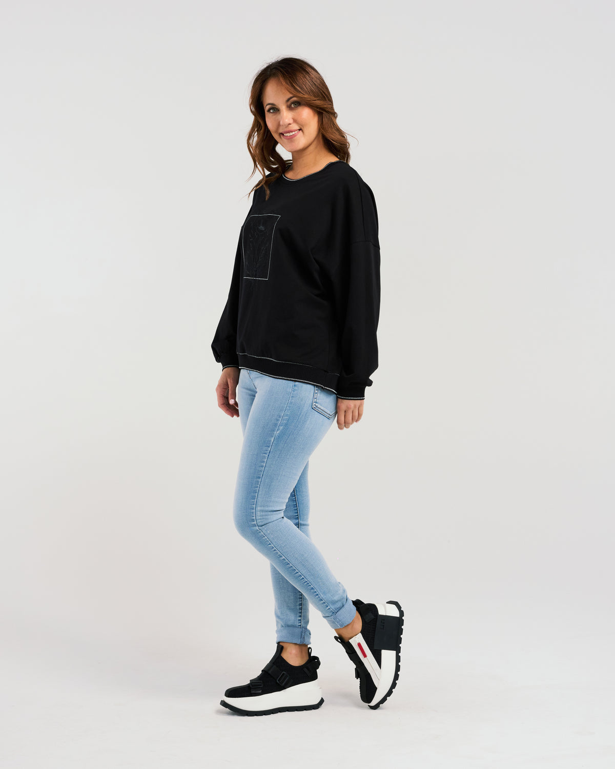 Maisie Sweat - Black - ZAFINA Top NZ LUMA