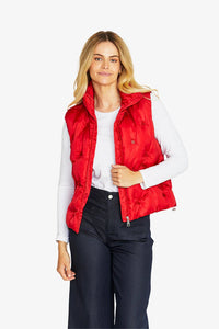 Marilyn Diamante Puffer Vest - Red- PING PONG Jacket NZ LUMA