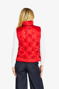 Marilyn Diamante Puffer Vest - Red- PING PONG Jacket NZ LUMA