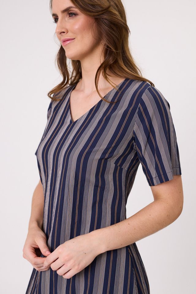 Marta Dress - Navy Stripe - LEMON TREE Dress NZ LUMA