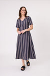 Marta Dress - Navy Stripe - LEMON TREE Dress NZ LUMA