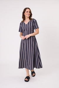 Marta Dress - Navy Stripe - LEMON TREE Dress NZ LUMA