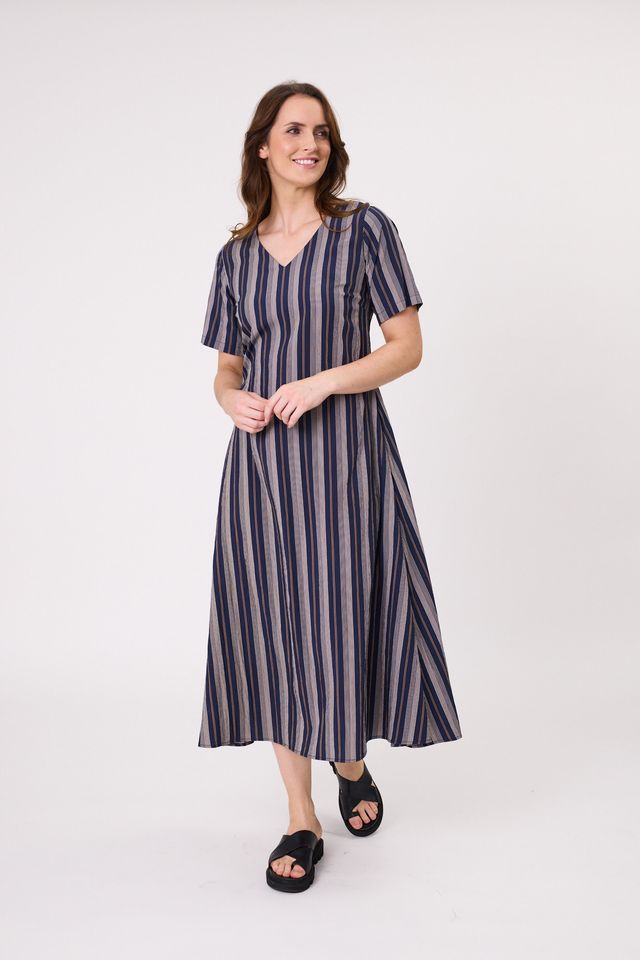 Marta Dress - Navy Stripe - LEMON TREE Dress NZ LUMA