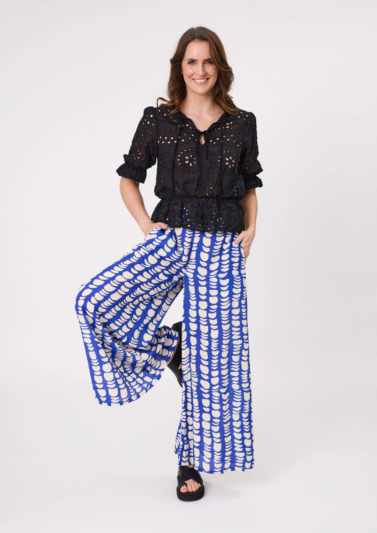Massima Pant - Cobalt Print - LEMON TREE Pant NZ LUMA