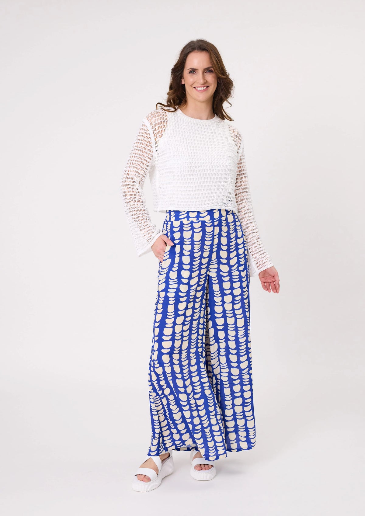 Massima Pant - Cobalt Print - LEMON TREE Pant NZ LUMA