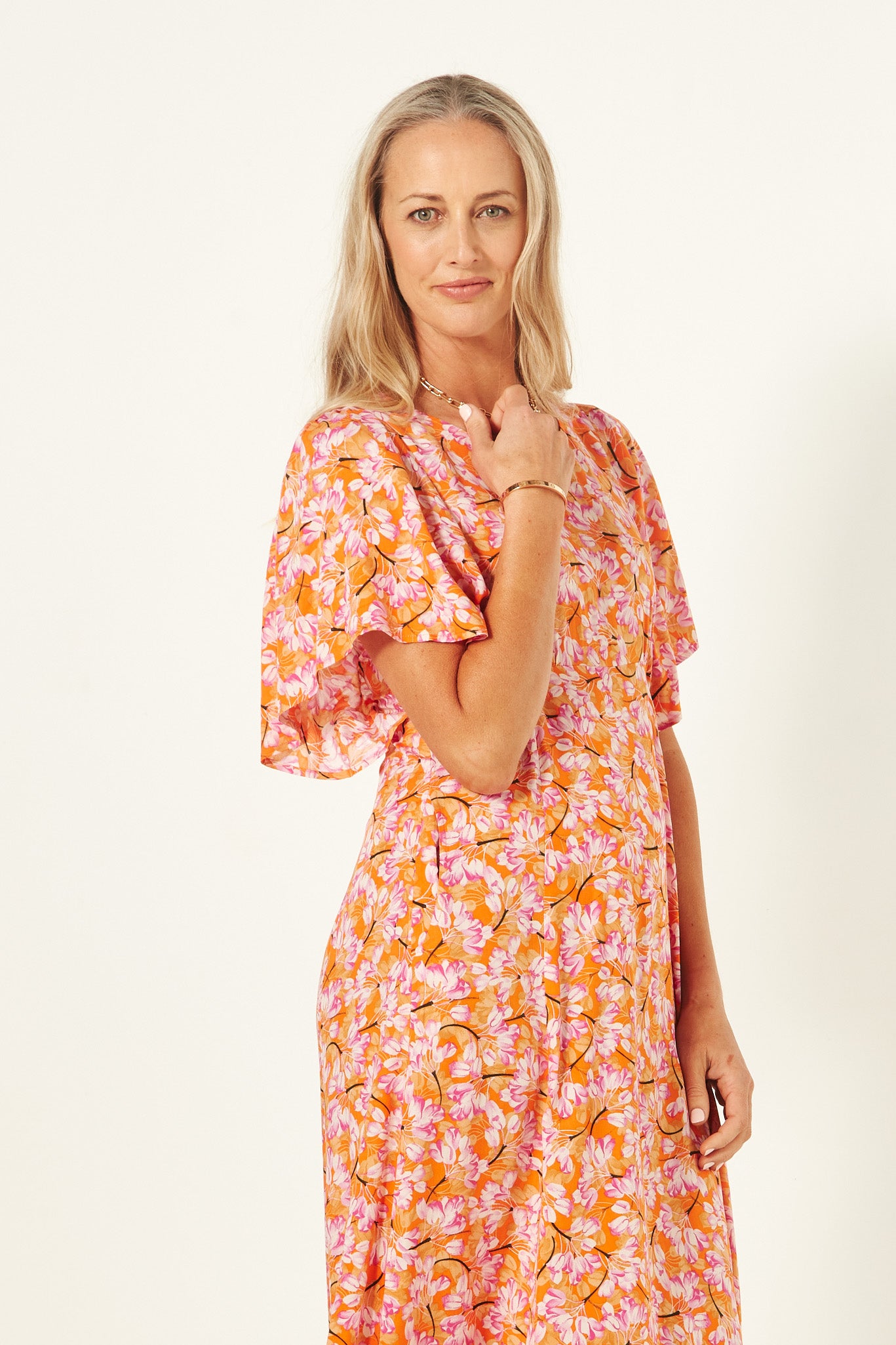 Mavis Dress - Tulips - LEMON TREE Dress Orange 12 16 18 8 10 14 NZ LUMA