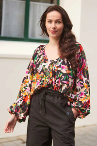 Mia Top - Black Print - CHARLO TOPS NZ LUMA