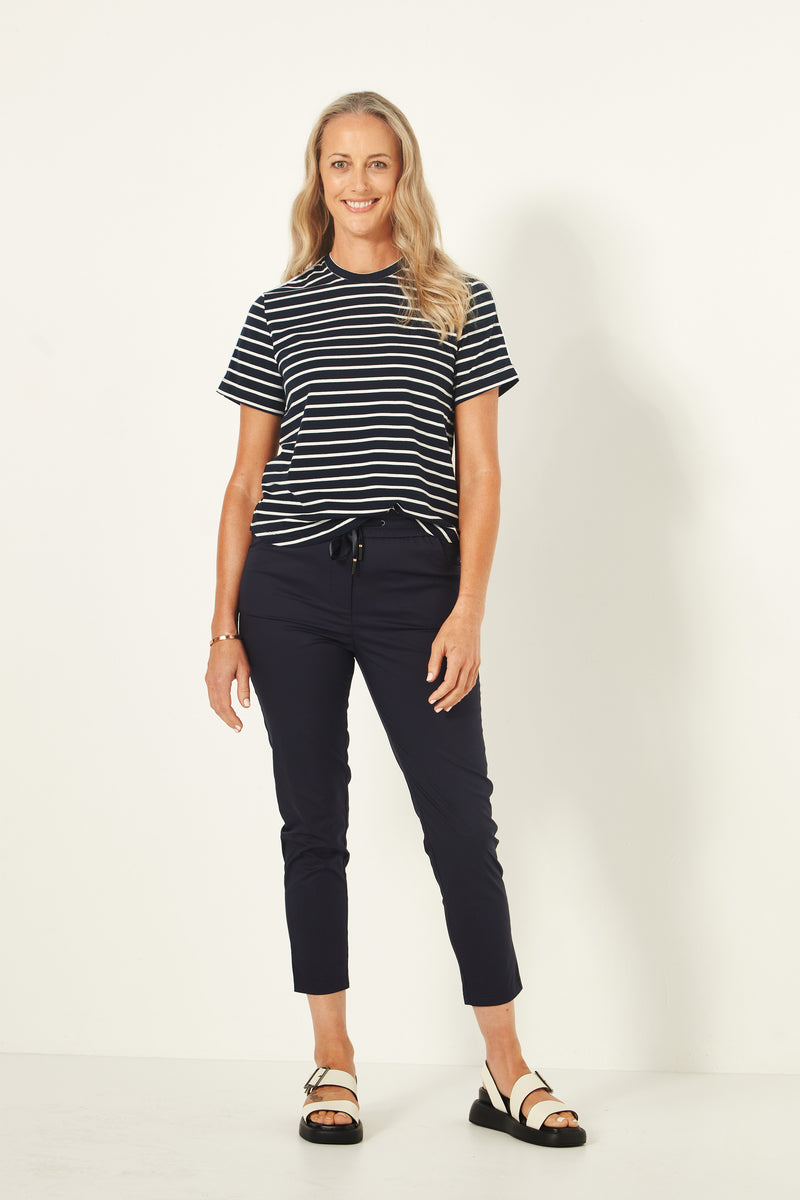 Mia Top - Navy Stripe - LEMON TREE Top NZ LUMA