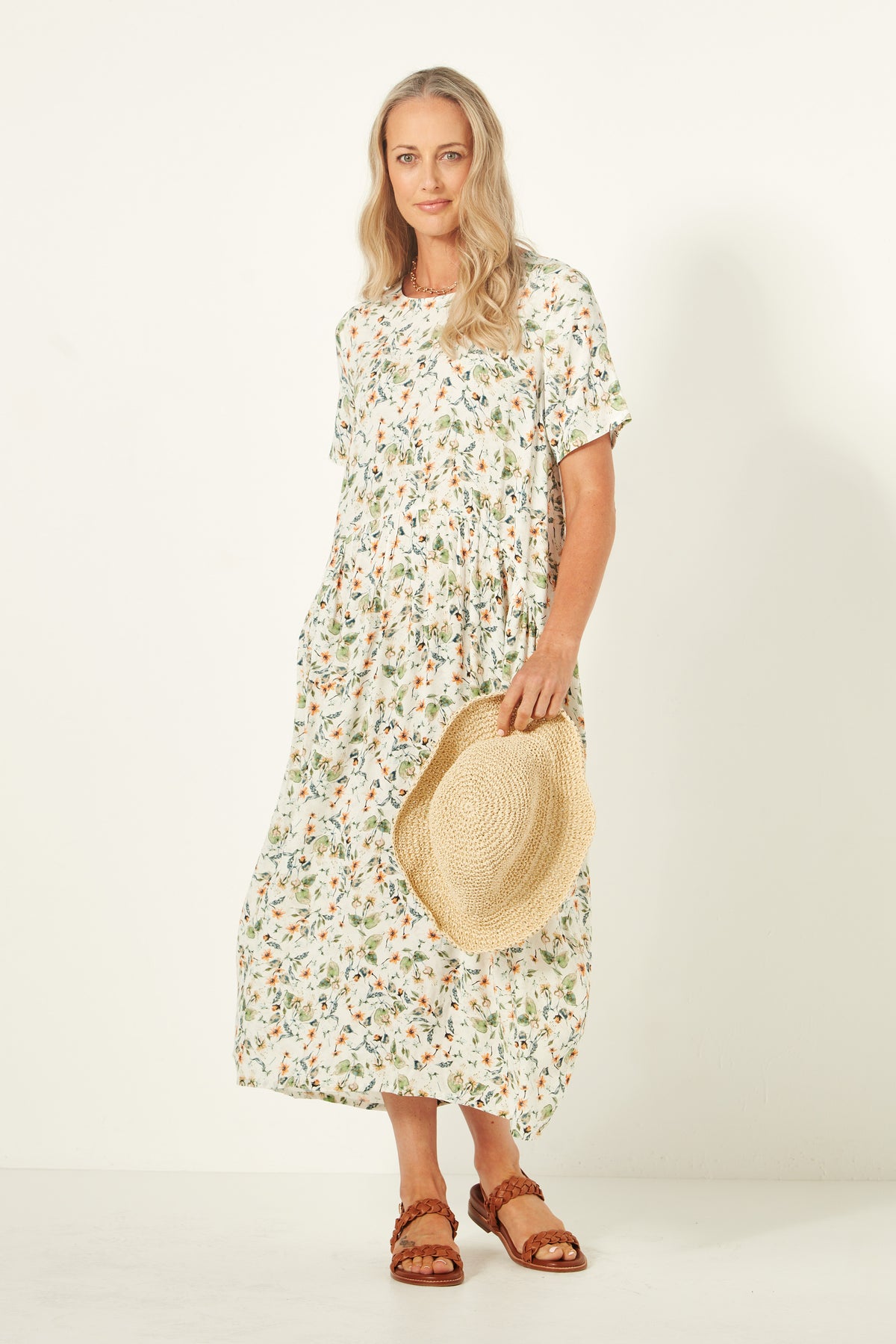 Monroe Dress - Botanical Print - LEMON TREE Dress NZ LUMA