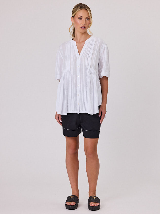 NAVY & CO  -  Daisy Girl Shirt - White