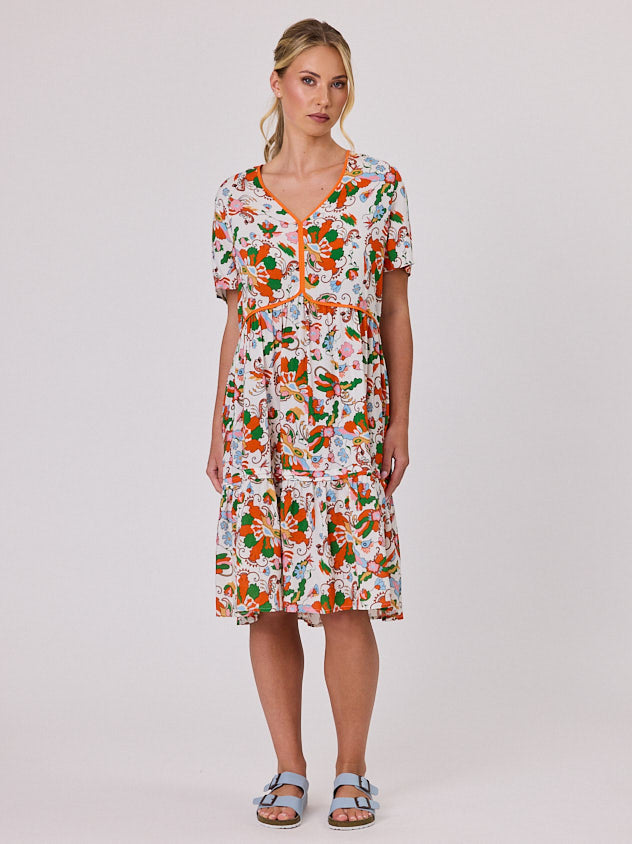 NAVY & CO - Fiesta Dress - Carnival Print Dress 18 14 12 10 16 NZ LUMA