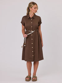 NAVY & CO - Rope Belt Dress - Latte Dress 10 14 16 18 12 NZ LUMA