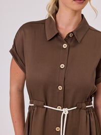 NAVY & CO - Rope Belt Dress - Latte Dress NZ LUMA