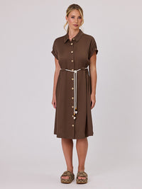 NAVY & CO - Rope Belt Dress - Latte Dress NZ LUMA