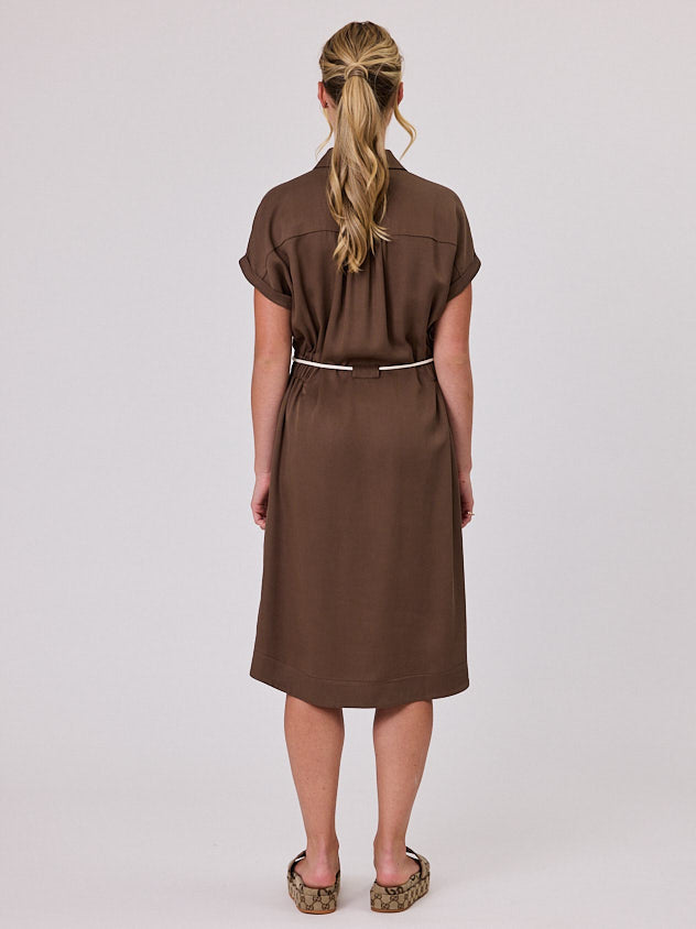 NAVY & CO - Rope Belt Dress - Latte Dress NZ LUMA