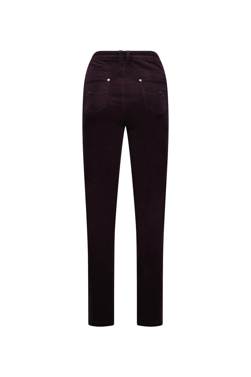 Narrow Leg F/L Pinwale Cord Pant w Fly - Mulberry - VASSALLI Pant NZ LUMA