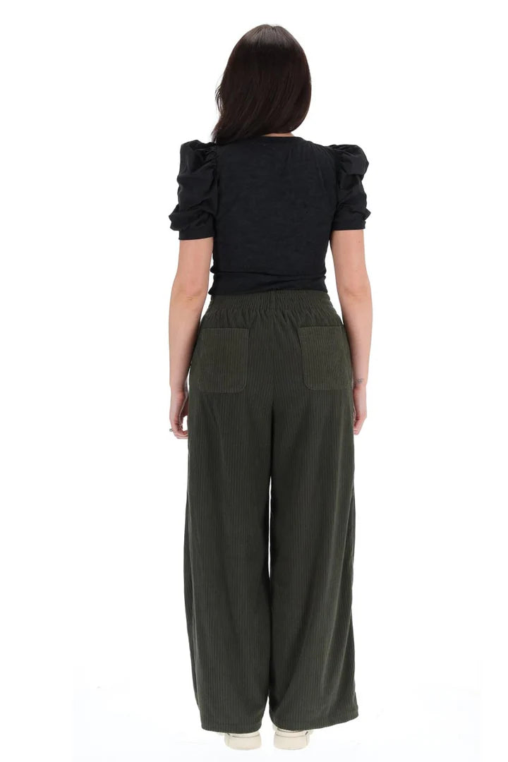 Nikisha Cord Pant - Khaki - CHARLO Pant NZ LUMA