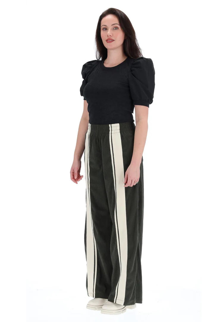 Nikisha Cord Pant - Khaki - CHARLO Pant NZ LUMA