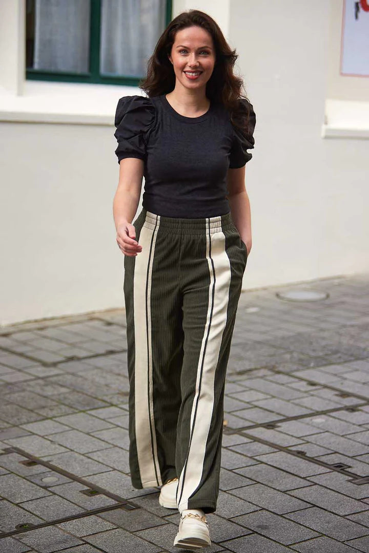 Nikisha Cord Pant - Khaki - CHARLO Pant NZ LUMA