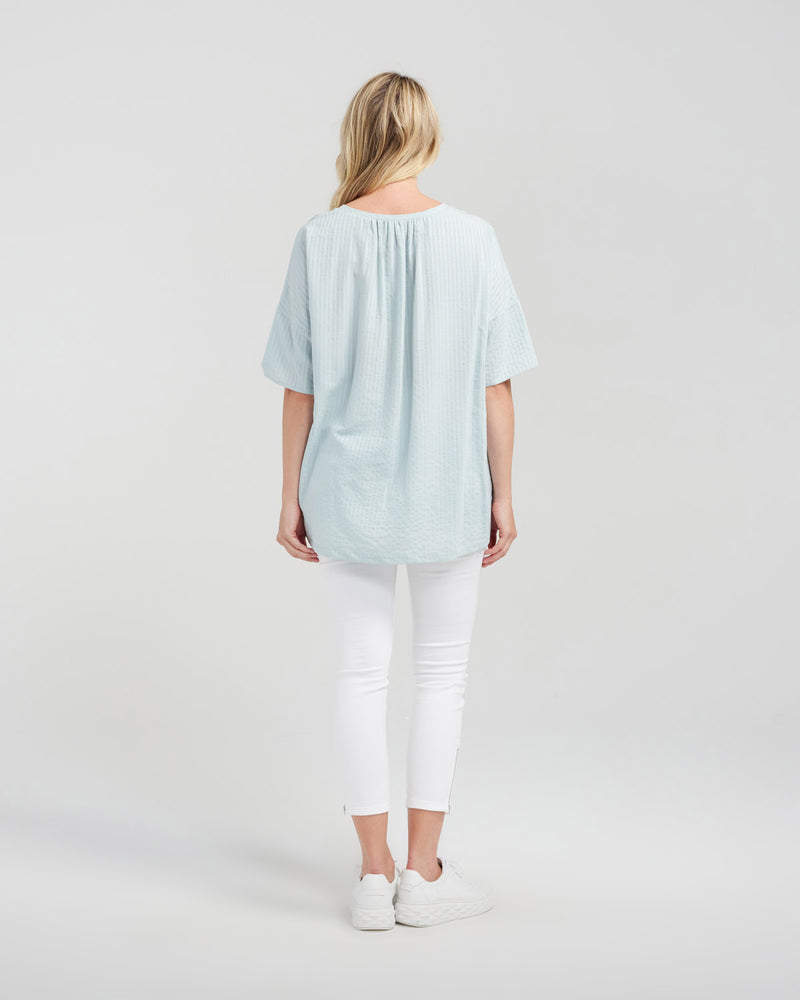 Nikita Top - Pastel Teal Stripe - SEDUCE Top NZ LUMA