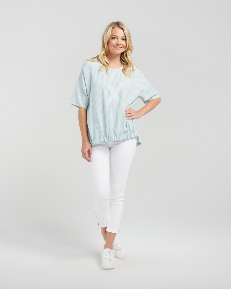 Nikita Top - Pastel Teal Stripe - SEDUCE Top NZ LUMA