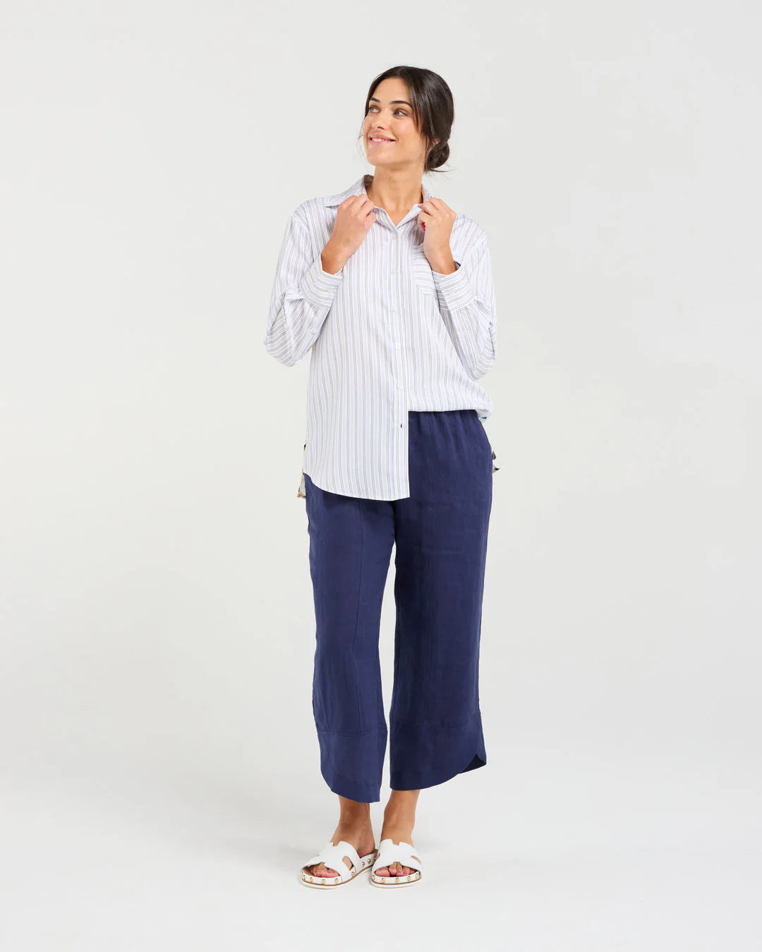 Nina Print Back Shirt  - BLACKSTONE