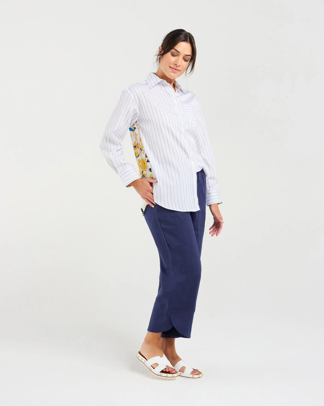 Nina Print Back Shirt  - BLACKSTONE