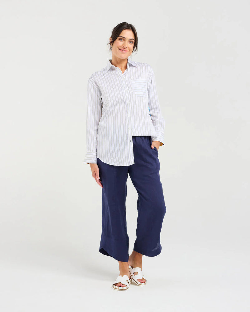 Nina Print Back Shirt  - BLACKSTONE
