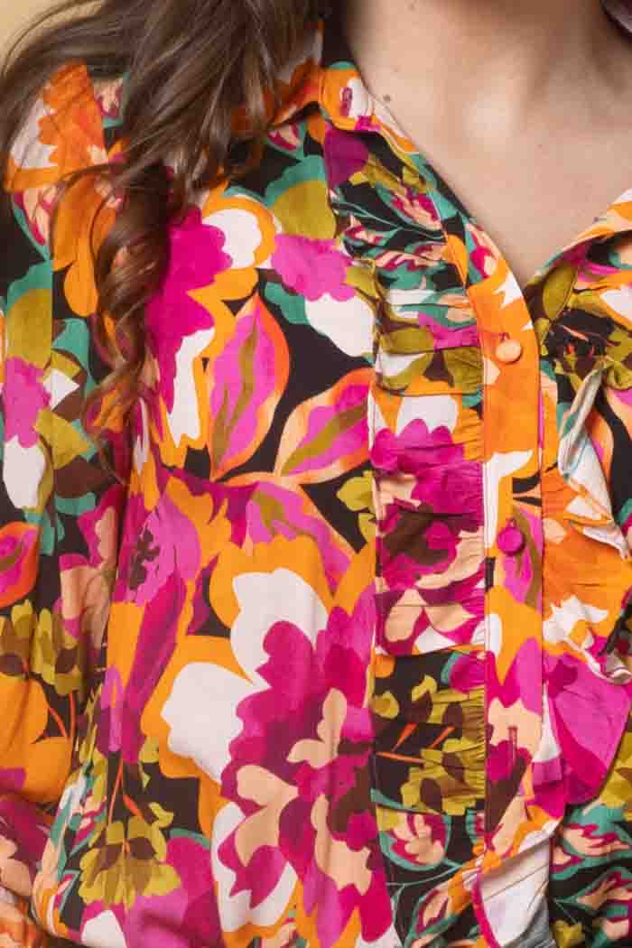 Nova Shirt - Orange Floral - CHARLO