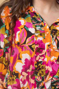 Nova Shirt - Orange Floral - CHARLO