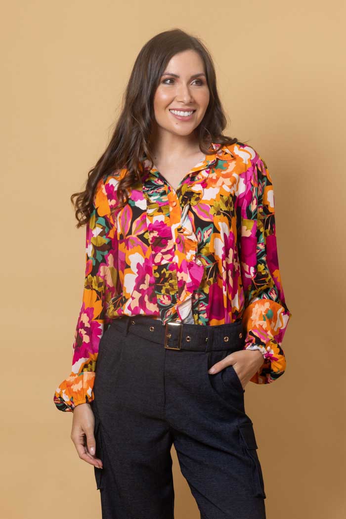 Nova Shirt - Orange Floral - CHARLO
