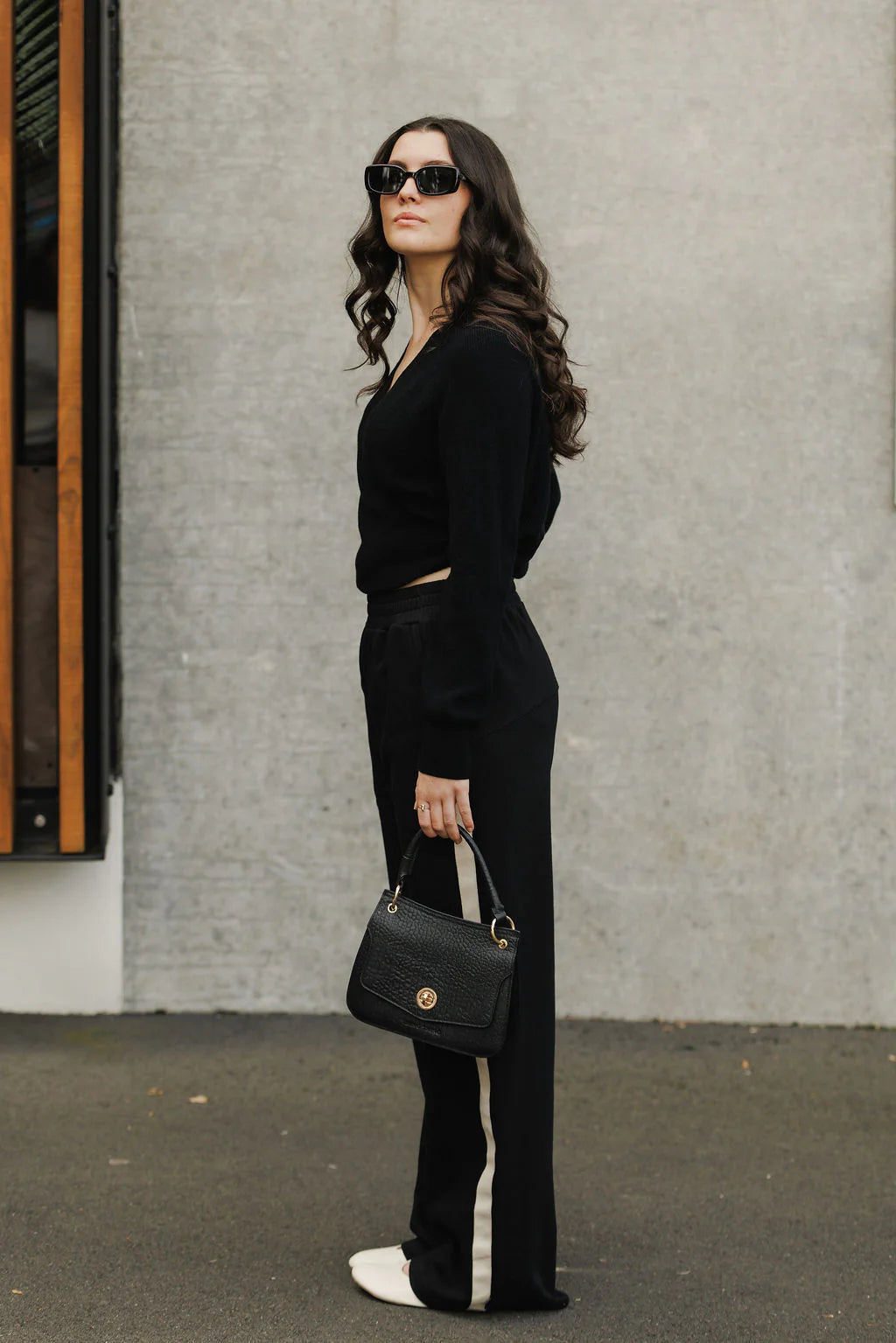 Palazzo Pants - Black & Sand - HOME LEE Pant NZ LUMA