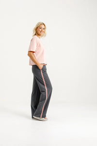 Palazzo Pants - Graphite w Blossom Tape -HOME LEE Pant NZ LUMA
