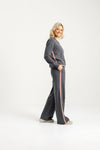 Palazzo Pants - Graphite w Blossom Tape -HOME LEE Pant NZ LUMA