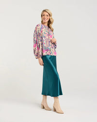 Peggy Lace Trim Sleeve Top - BLACKSTONE TOPS NZ LUMA