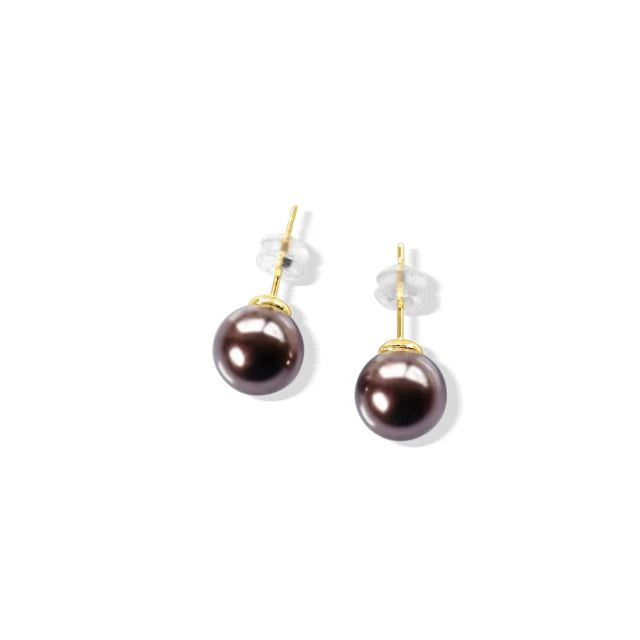 Perle Mocha Regular 10mm Glass Pearl Studs - FABULEUX VOUS Accessories NZ LUMA