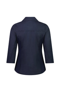 Plain Button Up Shirt with Rib Panels - Ink - VASSALLI Top NZ LUMA