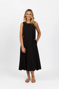 Plain Long Sleeveless Dress - Black - VASSALLI Dress NZ LUMA