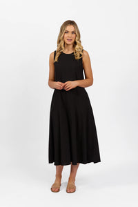 Plain Long Sleeveless Dress - Black - VASSALLI Dress NZ LUMA